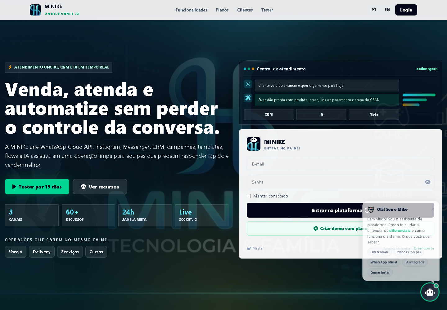 Print real de Atendimento AI Minike