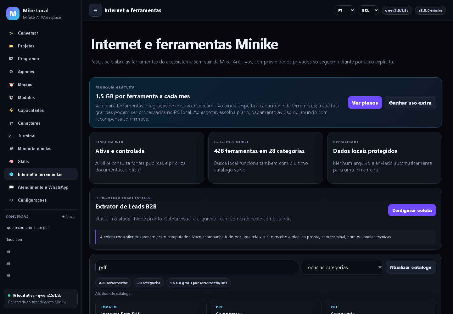 Print real de Minike Ferramentas Pro